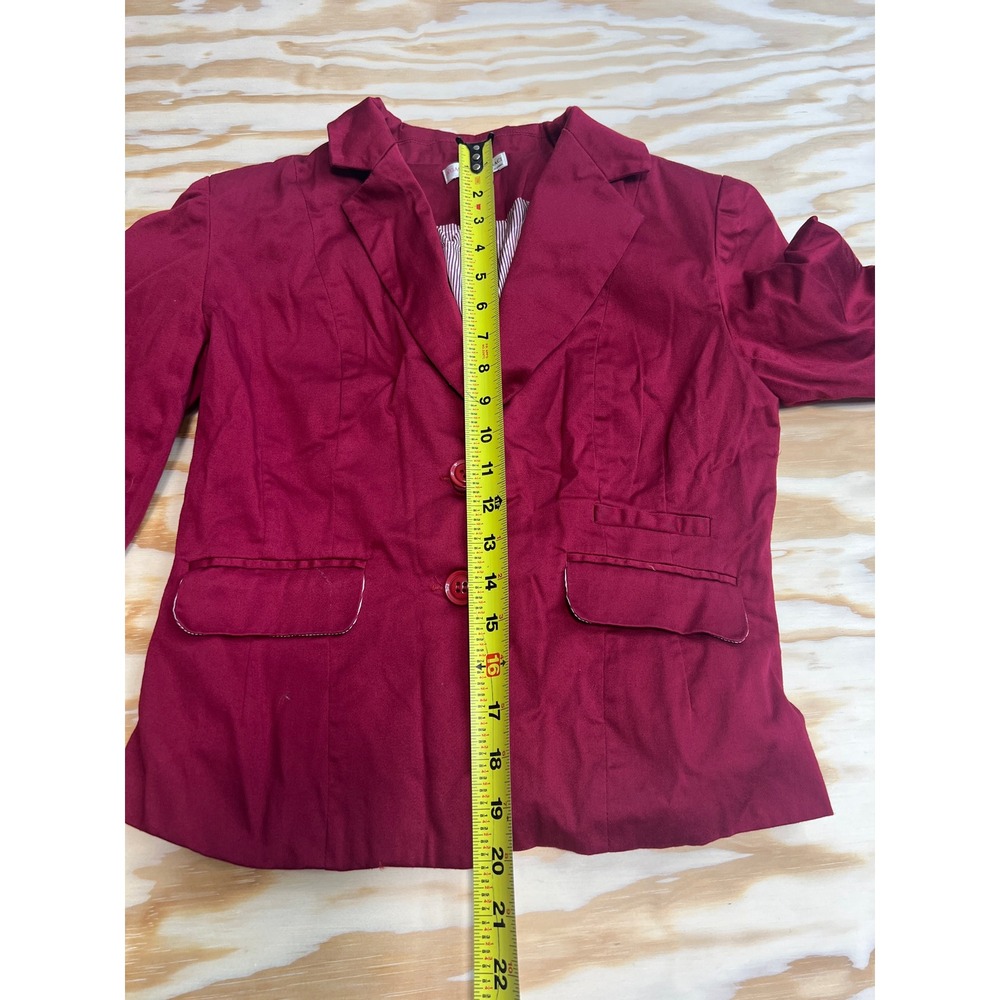 A'Gaci Womens Berry Red Two Button Tailored Blazer Jacket Size M Pinstripe - Picture 5 of 5